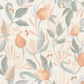 COSMOPOLITAN Blumen Trend-Tapete Creme Apricot - Vliestapete Blüten und Blätter 
