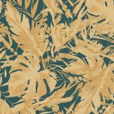 COSMOPOLITAN Tapete Dschungeloptik Petrol Goldbeige - Designer Vliestapete 