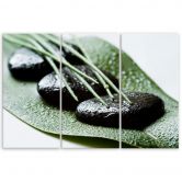 Leinwandbild 3-teilig, Steine Laub Natur Zen 
