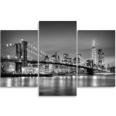 Leinwandbild 3-teilig, New York Stadt Brooklyn Brücke 