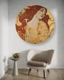 Rundes Leinwandbild - Frau mit langem Haar - G. Klimt 