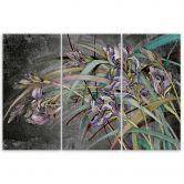 Leinwandbild 3 teilig, Iris Blumen im Wind 