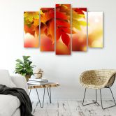 Leinwandbild 5 teilig, Herbstblätter Natur 