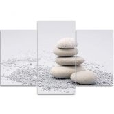 Leinwandbild 3-teilig, Steine Zen Beige 