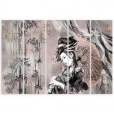 Leinwandbild 5 teilig, Geisha und Bambus 