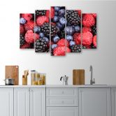 Leinwandbild 5 teilig, Himbeeren Früchte 