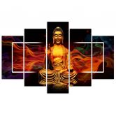 5-delige canvas print Boeddha gouden abstractie 