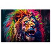Leinwandbild, Neon Löwe Farbig 