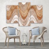 3-delige canvasprint, horizontale golvende lijnen 