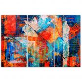 Canvas print 3-delig, oranje handverpakt 