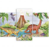 Leinwandbild 3 teilig, Dinosaurier am See 