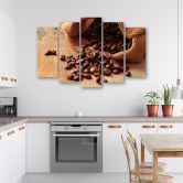 Wandbild 5-teilig, Kaffeebohnen 