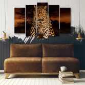5-delige canvasprint Leopard Panther Cat Safari 