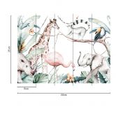 Dieren SafariFriends behang in wit groen - vliesbehang Designwalls 2 - 2,55 x 3,5 m 