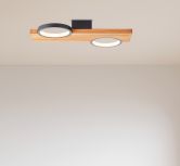 Deckenleuchte Elena, braun, 40x25 cm, Holz LED-Deckenleuchte, dimmbar 