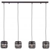 Pendelleuchte Elma, schwarz, 110 x 106 cm, Bambus Pendellampe 