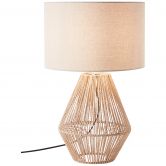 Tischleuchte Konrad, beige, 52 x 33 cm, Textil Nachttischlampe, dimmbar 