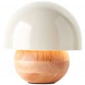 Tischleuchte Lorena, beige, 20,2 x 20 cm, Holz Pilzleuchte 