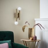 Wandleuchte Lena, gold, 7,5 x 33,5 cm, Metall Wandlampe, dimmbar 