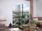 Paravent, Raumteiler freistehend, Trennwand - Landscape with Green Fields and Trees - Tuscan Sunny View 