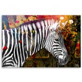 Canvasbillede, Zebra på farverig baggrund 