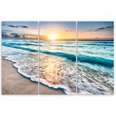 Leinwandbild 3-teilig, Meer Strand Sonnenuntergang 