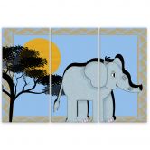 Leinwandbild 3-teilig, Elefant Tier Kinder 