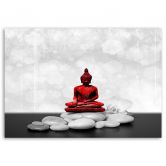 Leinwandbild, Roter Buddha auf Steinen 