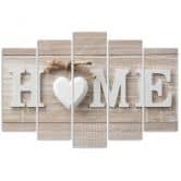 5-delige canvas print Heart Home Wood Shabby Beige 