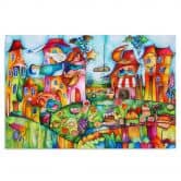 Canvasbillede, farverig by 