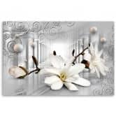 Canvasbillede, Blomster i en tunnel 3D kugler 