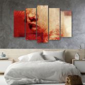 Leinwandbild 5 teilig, Weibliche Abstraktion Rot 