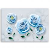 Leinwandbild, Blaue 3D Rosen Blume 