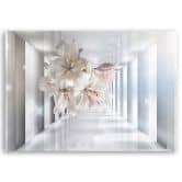 Leinwandbild, Blumen im 3D Korridor 