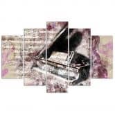 Leinwandbild 5 teilig, Klavier Abstrakt Vintage  