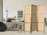 Japanischer Paravent, Raumteiler freistehend, Trennwand - Tiny Dots - Optimistic Pattern in Peach Colors. 
