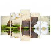 5-delige canvasdruk Zen Spa Kaars Orchidee 