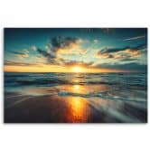 Leinwandbild, Sonnenuntergang Strand Meer 