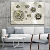 Leinwandbild 3 teilig, Florale geometrische Formen 