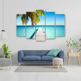 Leinwandbild 5 teilig, Tropischer Strand mit Palmen 