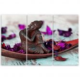 Leinwandbild 3-teilig, Buddha Zen Blumen  