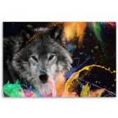 Leinwandbild, Wolf auf farbenfrohen Hintergrund 
