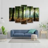 Leinwandbild 5 teilig, Waldgrün Natur 