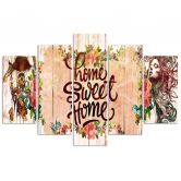 Leinwandbild 5 teilig, Home Sweet Home Inschrift 