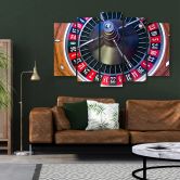 Leinwandbild 5 teilig, Roulette Poker Glücksspiel 
