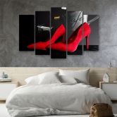 Leinwandbild 5 teilig, Rote Stilettos 