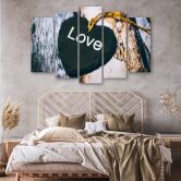 Wandbild 5-teilig, Herz Holz Love Shabby 