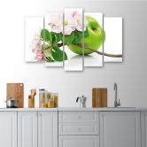 Leinwandbild 5 teilig, Äpfel Fruchtblüte 