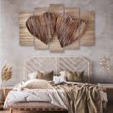 Wandbild 5-teilig, Herz Holz Braun Retro 