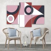 Leinwandbild 3 teilig, Geometrische Abstraktionsformen 